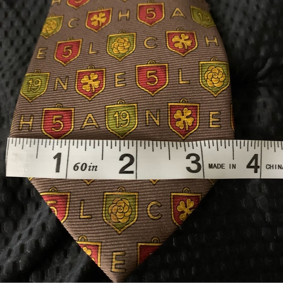 Chanel New Coral Branch Silk Tie - Vintage Lux Chanel Silk Tie